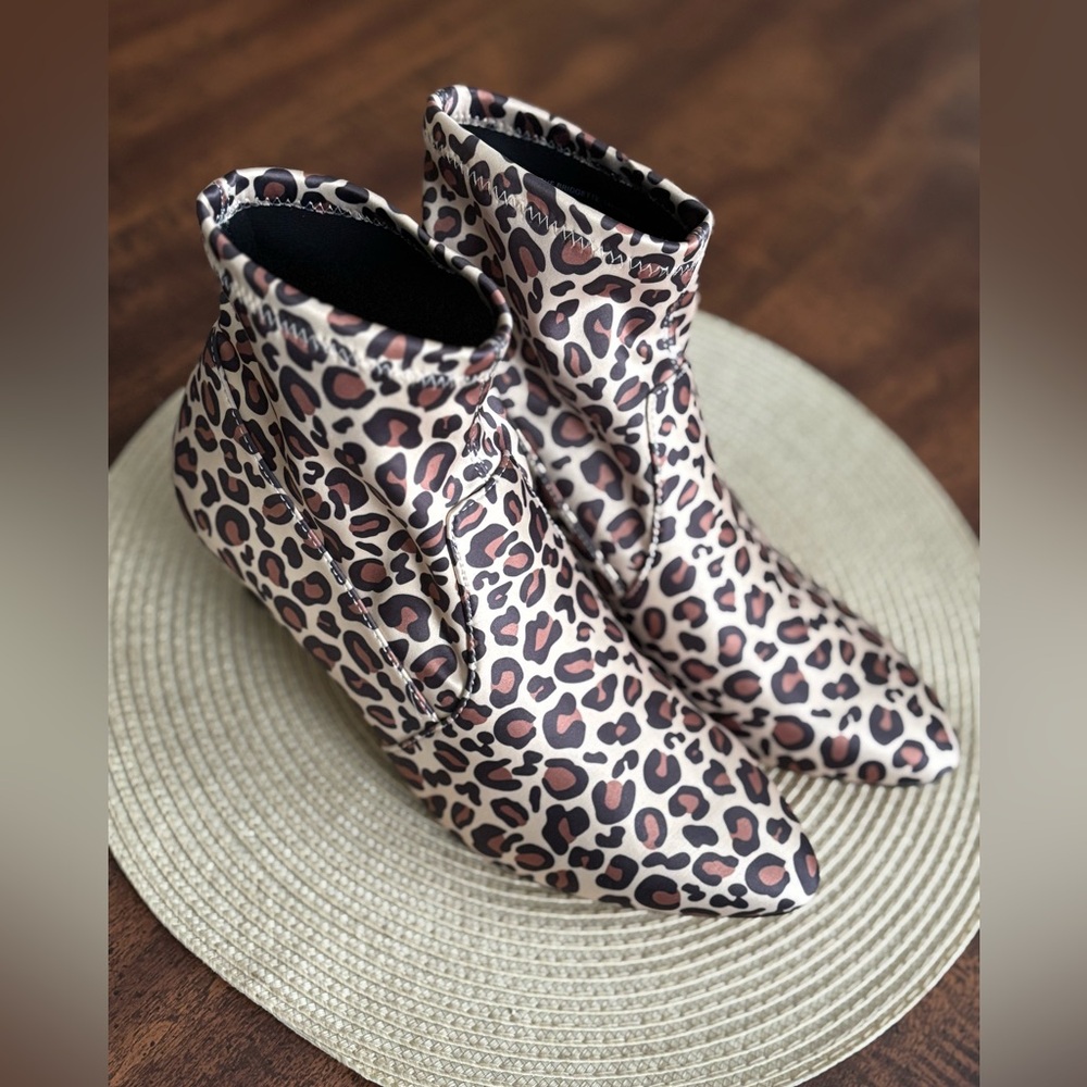 Katy Perry Collections “Bridgette” Leopard Print Ankle Boots - Cream/Brown/Black